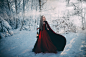 People 2048x1366 snow winter fantasy girl lantern nature women outdoors red dress cloaks looking away