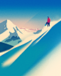 ILLUSTRATION  winter Snowboarding alps mountains landscapes snowboard snow