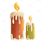 手绘-卡通万圣节装饰贴纸-蜡烛