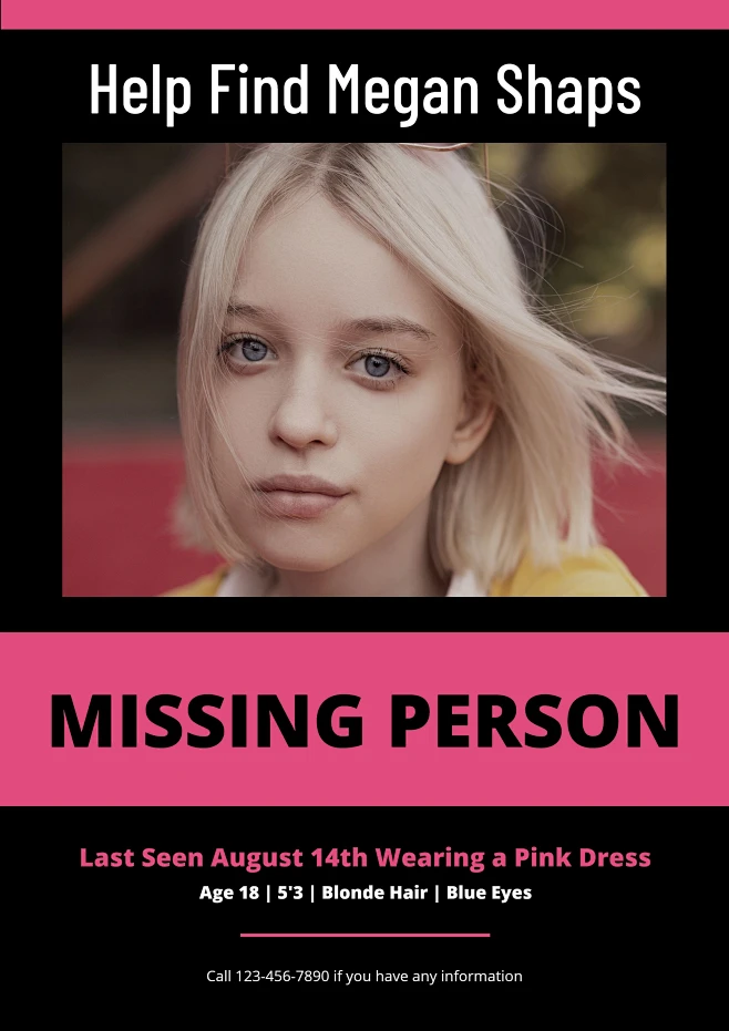 Simple Style Pink Line Element Missing Person Theme Poster素材-花瓣网