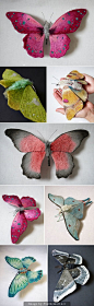 Giant Life-Like Moths And Butterflies Made Of Embroidered Fabric by Yumi Okita