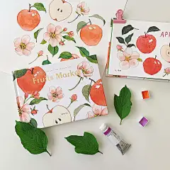 手绘苹果/水果/植物果实/清新水彩插画/韩国插画师Yirang Kim绘画作品集