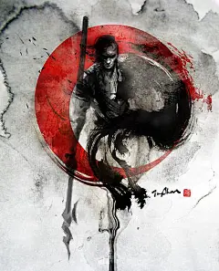 台湾女插画师 Jungshan（Rola Chang）的水墨风格插画。她平日是一位技术公司的职员，擅长水墨风格插画，她通常直接使用水墨绘画，然后再进行电脑后期修饰。 ​​​​