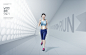 跑步运动 科技走廊 活力女生 健身海报设计PSD tid311t000252