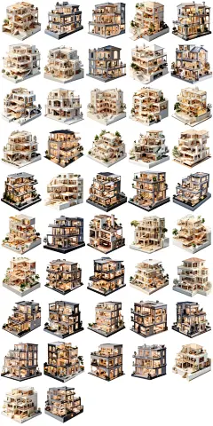 房子房屋别墅住宅楼房展馆美术馆现代建筑PNG元素材海报设计模板-淘宝网