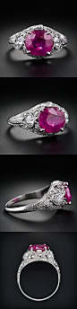 36116:Fine Edwardian Ruby Ring，精致的3.42克拉的缅甸红宝石，泛着粉 - 图喜欢 image.cn@北坤人素材