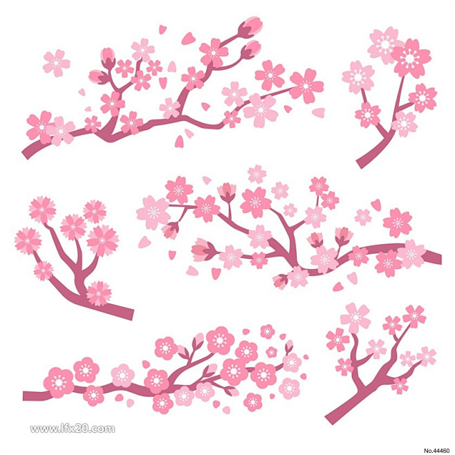 浪漫日本樱花花卉清新森系唯美粉色花朵树枝...