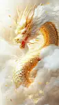 龙抬头3D金属龙头祥云组合背景