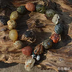 天然玛瑙原石 阿拉善戈壁石 筋脉石原石手串 手链 奇石