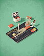 Editorial illustration for a spot page published on Lettera P magazine. #magazine #creditcard #money #app #shopping #relax #picnic #vintage