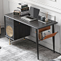 北欧轻奢书桌书柜一体简约现代可伸缩小户型多功能储物复古办公桌