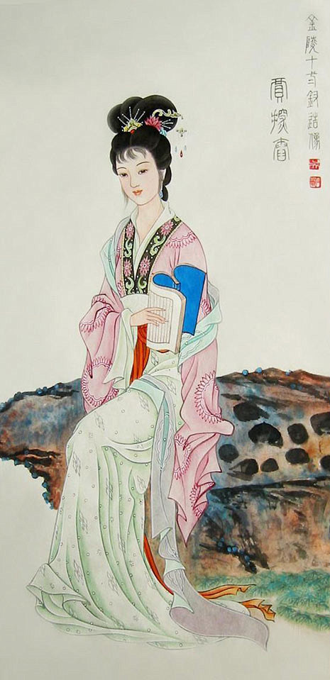红楼梦十二金钗工笔吴良柱中国古代人物画吧百度贴吧