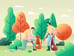 收拾垃圾绿色生活环境保护环保插画图片