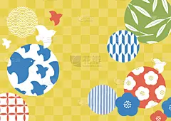 可爱的,日本,式样,黄色,复古