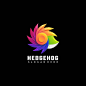 Vector logo  hedgehog gradient colorful style.