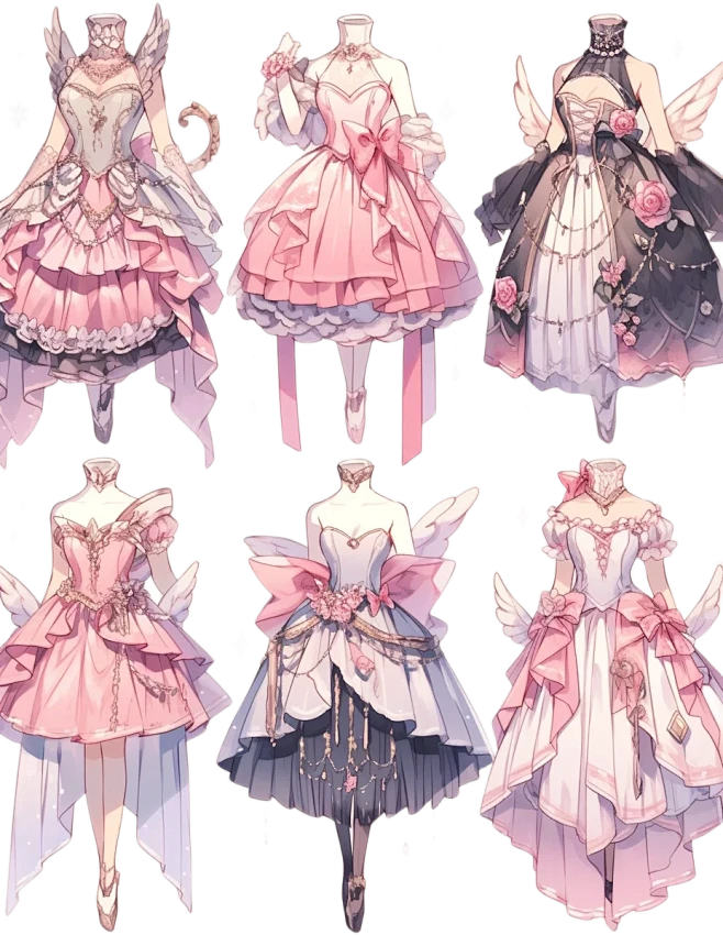 礼服｜oc芭蕾服装设计图连衣裙插画素材3...