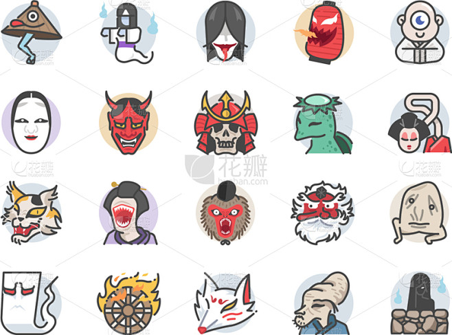 日本,鬼,图标集,天狗,老年男人,怪异,魔鬼,女人,追击