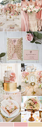 blush pink and gold vintage wedding invitations with matching wedding colors