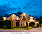 Big luxury house at dusk, night in suburbs of Vancouver, Canada - stock photo