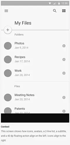 Metrics and Keylines - Layout - Google design guidelines