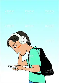低头玩手机  - 源文件下载【酷图网】人物素材,低头族,卡通人物,卡通男孩,走路玩手机,手机党,cdr,