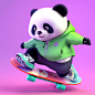 潮玩熊猫ip | 会滑滑板的熊猫真的太酷啦