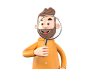 Male holding magnifying glass 3D