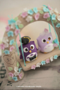 Custom Wedding Cake Topper -Handmade love Owls with love flower tree and a swing