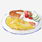 蛋包饭手绘画素材图片_新图网 https://ixintu.com 蛋包饭 干面包 小番茄 黄瓜片 手绘美食 有煎鸡蛋