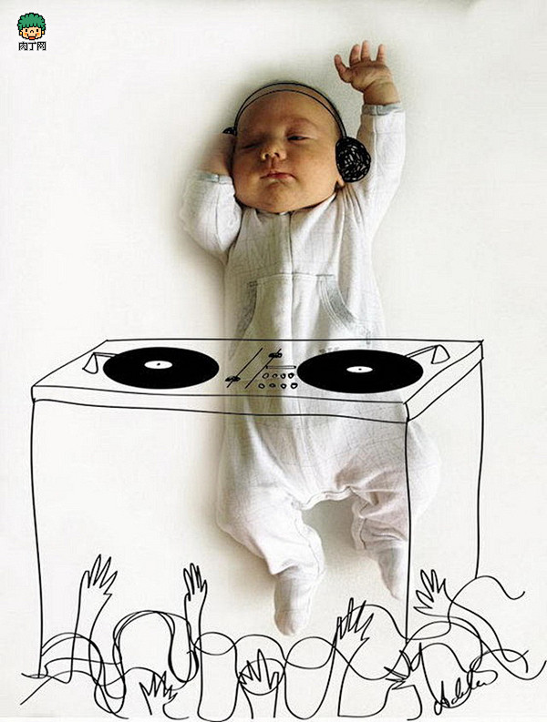 创意涂鸦婴儿摄影技巧学习 宝贝的美梦-╭...