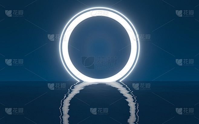 水面与灯光照明，3d渲染。