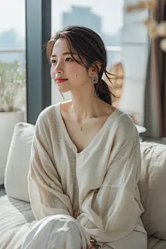 惬意生活的居家女孩