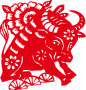 2021年牛年剪纸红色新年春节喜庆插画PNG窗花AI矢量PSD模板PS素材