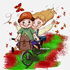 动漫厚涂踏青出游的孩子插画PNG图片大小2000x2000px 图片尺寸2.55 MB 来自PNG搜索网 pngss.com 免费免扣png素材下载！草地#出游#春天#孩子们#褐色#蝴蝶#花儿#金发#卡通手绘#开心#两个人#男孩#女孩子#