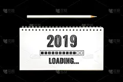2019,笔记本,铅笔画,绘画插图,贺卡,留白,新的,纹理效果,新年,十二月