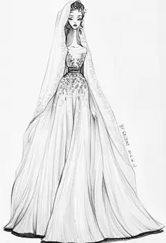 【笔尖时尚—黑白线条】手绘插画 素材 设计稿 手绘婚纱 不要：周姝君君Selene