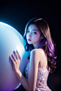  (Masterpiece, Best Picture Quality),Girl,White Dress,(Blue and Purple | Gradient),Light pollution:1.1,