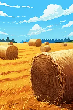 立秋秋色金色插画