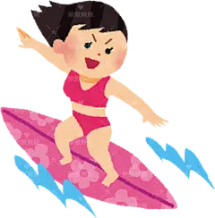 男女孩冲浪surfing_woman素材2手绘png儿童插画免扣素材