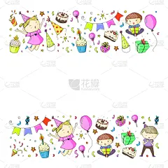 请柬,儿童,女孩,幸福,生日,男孩,小的,庆祝