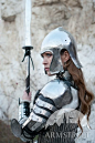 Fantasy helmet and pauldrons armor by Armstreet #armor #spear