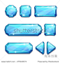 Set of blue crystal buttons, isolated on white