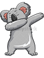 轻拍考拉熊：免版税股票矢量矢量插画的可爱的考拉熊摆动其武器做轻拍跳舞动作。 #friendlystock #clipart #cartoon #vector #stockimage #art #dabbing #dab #dancing #pop #koala #bear