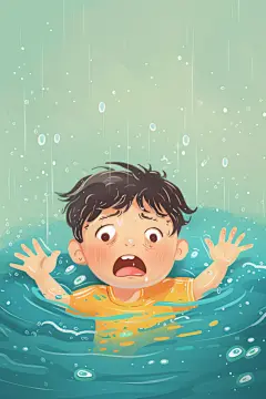 珍爱生命溺水的儿童插画