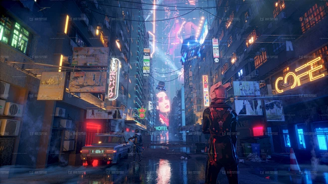 赛博朋克街道 街景 C4D大场景 科幻未来场景 城市 白天 银翼杀手 建筑 小巷 巷子 街角 贫民窟-花瓣网