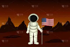 美国殖民火星。矢量图