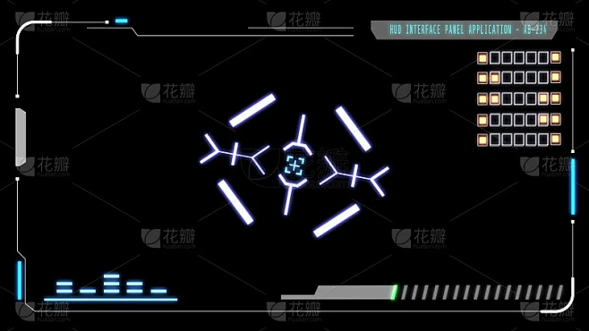 HUD未来虚拟技术用户控制界面屏幕面板。素材-花瓣网