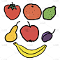 橙子,梨,酸橙,李子,水果,绘画插图,卡通,香蕉,柿子树,矢量