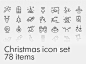 Free Christmas icon set : Fully scalable stroke icons, stroke weight 3.5 pt. Useful for mobile apps, UI and Web.