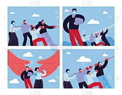 带医用口罩的人与冠状病毒作斗争的海报